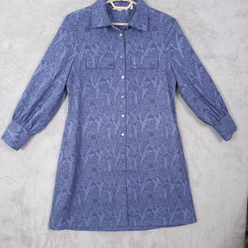 Soft Surroundings Irina Shirt Dress Size M Blue Snakeskin No Belt Casual Capsule